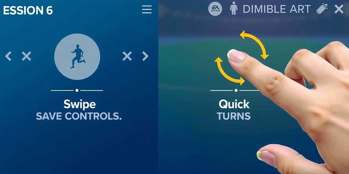 FIFA Mobile Agility Ace Control System FIFA Mobile Agility Ace control interface showing swipe gestures for dribbling and quick turns
