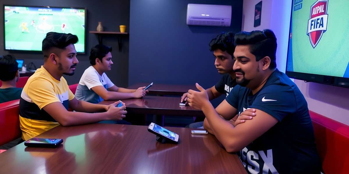 FIFA Mobile Agility Ace Indian Community Tournament Indian players participating in a FIFA Mobile Agility Ace tournament at a gaming cafe in Bangalore